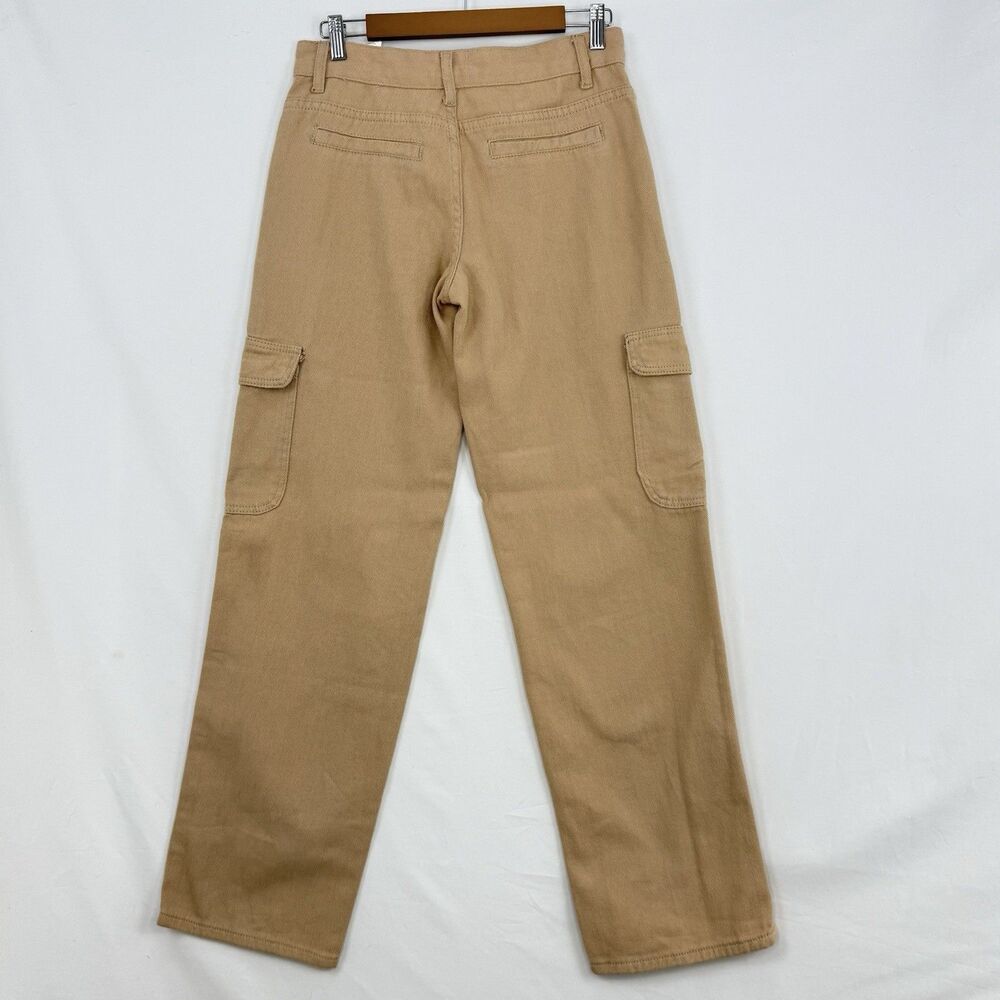Women's Wide Leg Cargo Jeans Size 4 Relaxed Fit Denim Beige - Picture 5 of 16